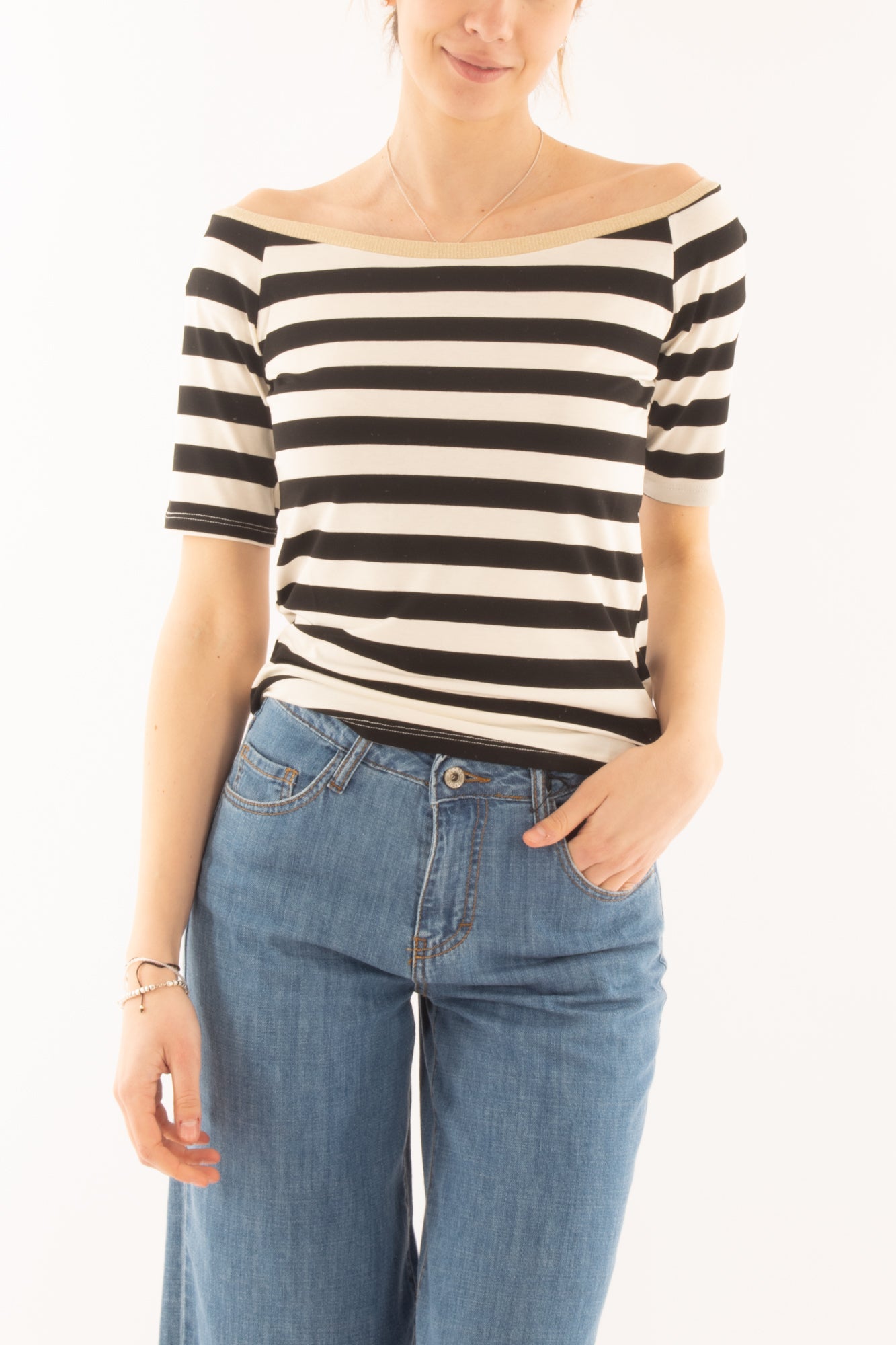 Maglia rigata con profili Susy mix - Rosso