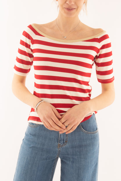Maglia rigata con profili Susy mix - Rosso