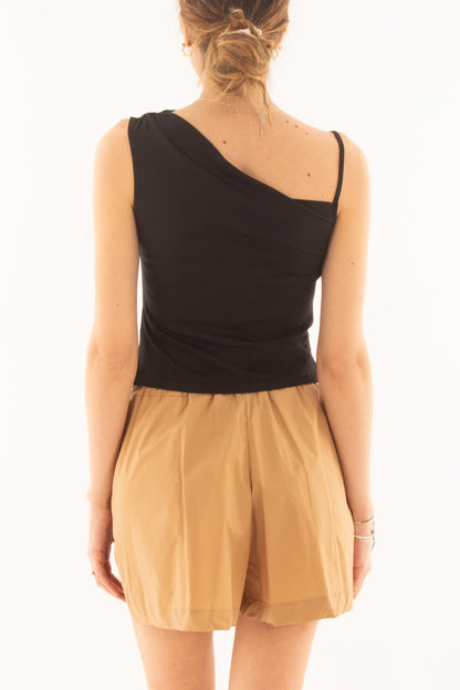 Maglia asimmetrica da Donna Susy mix - Nero