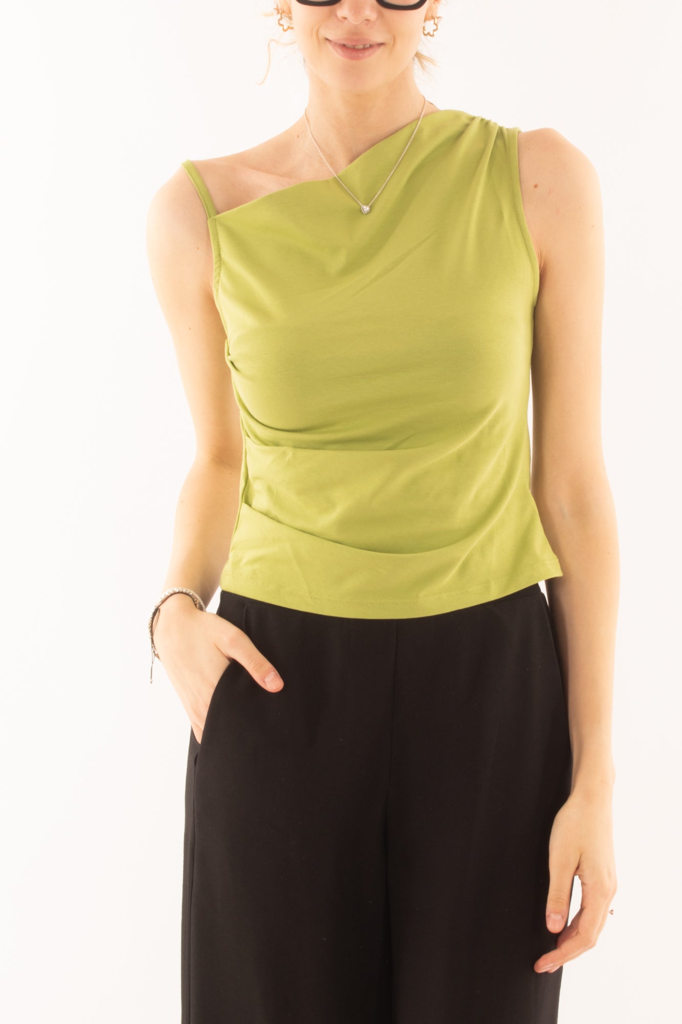 Maglia asimmetrica da Donna Susy mix - Verde