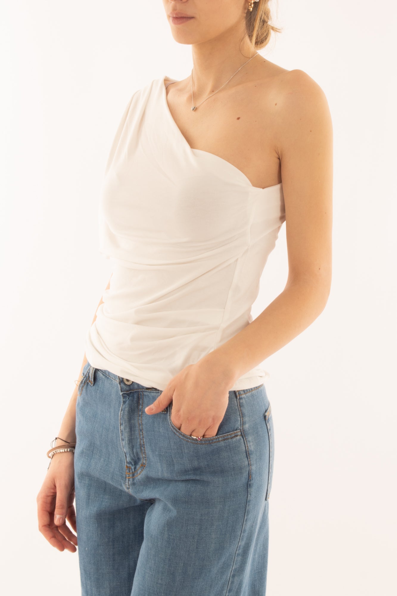 Maglia monospalla da Donna Susy mix - Bianco