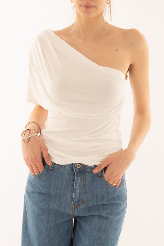 Maglia monospalla da Donna Susy mix - Bianco