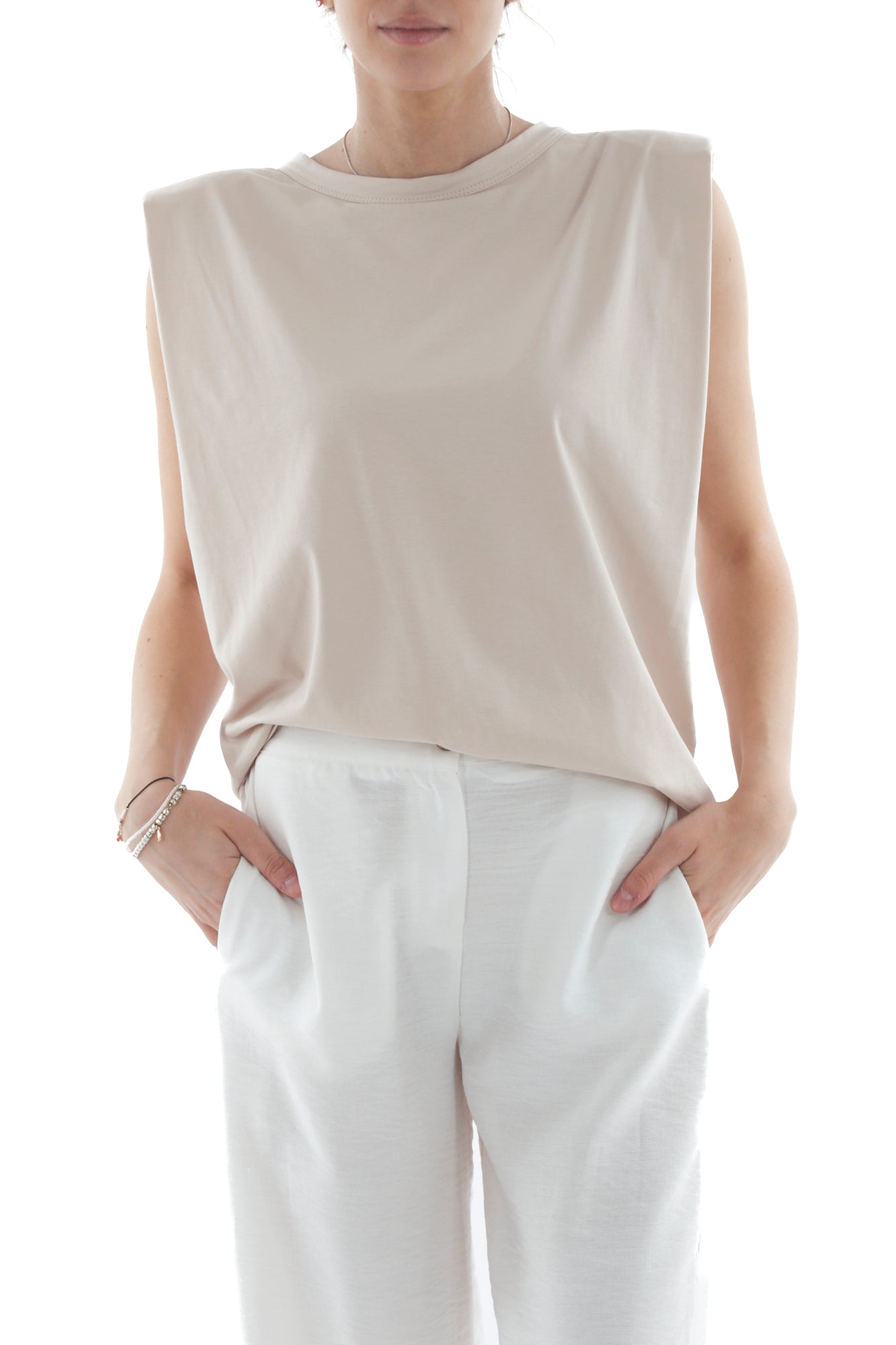 T-shirt con spalline da Donna Susy mix - Beige