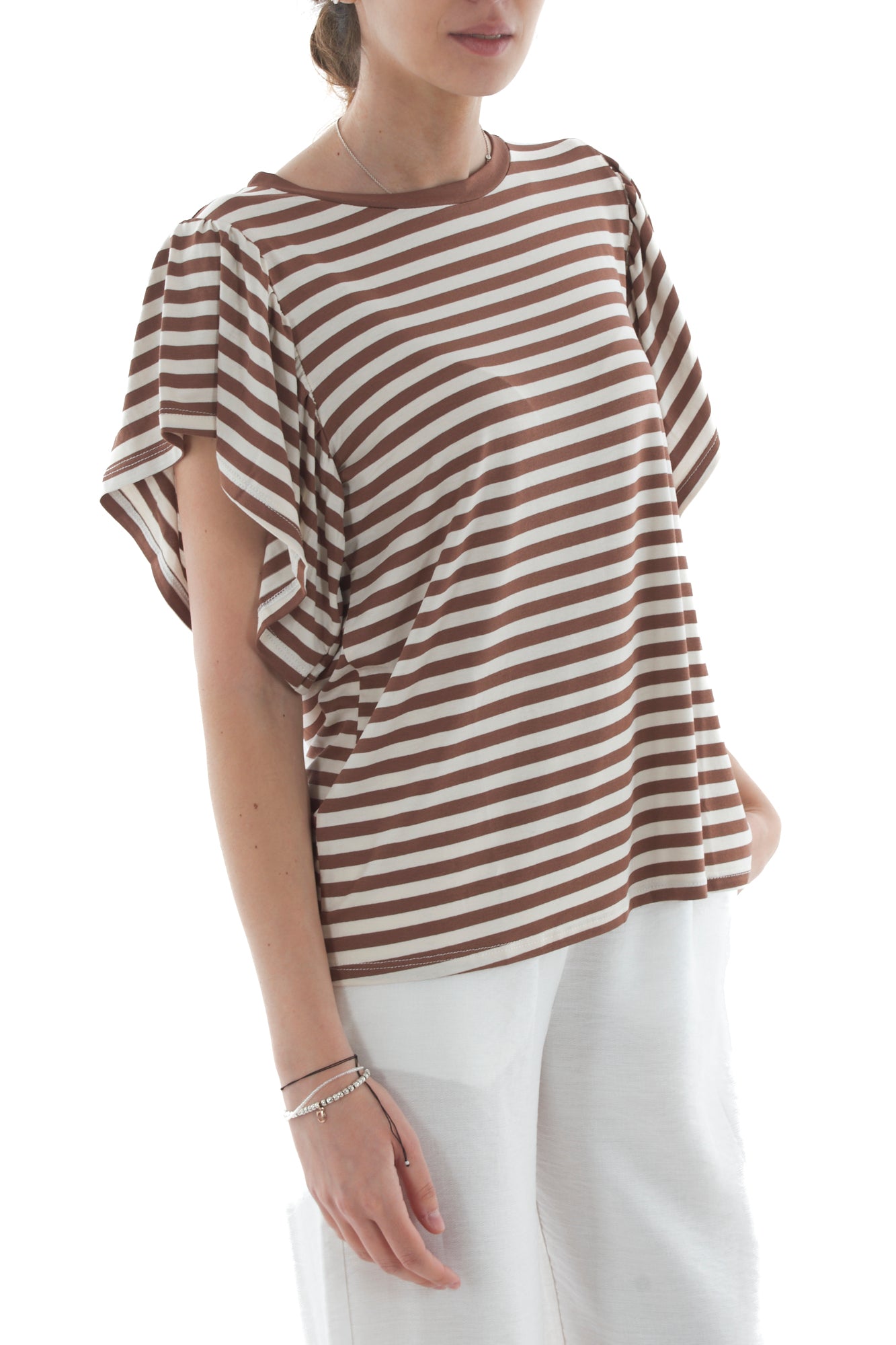 Maglia rigata da donna Susy mix - tabacco