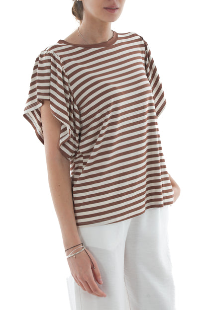 Maglia rigata da donna Susy mix - tabacco