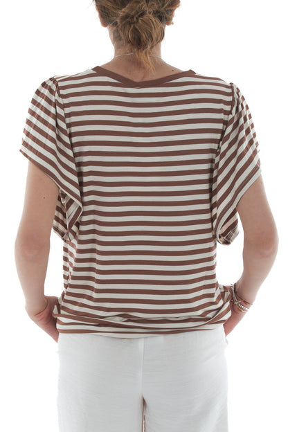 Maglia rigata da donna Susy mix - tabacco