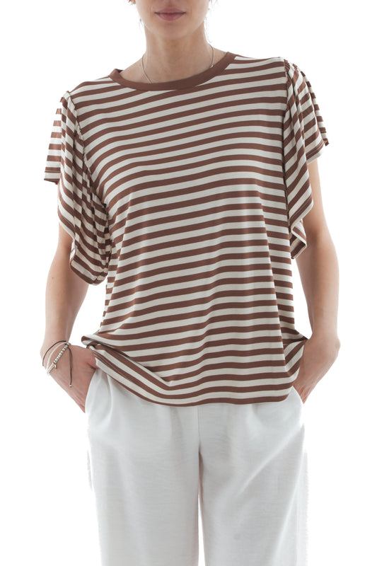 Maglia rigata da donna Susy mix - tabacco