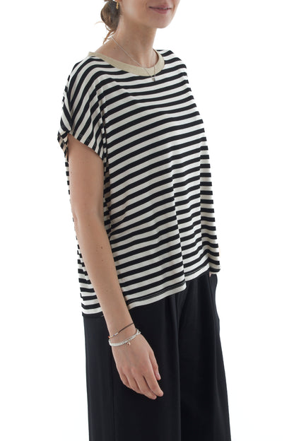 T-shirt rigata da Donna Susy mix - Nero