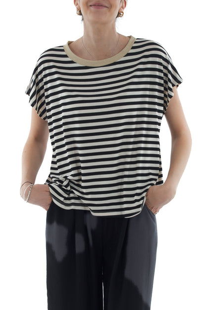 T-shirt rigata da Donna Susy mix - Nero