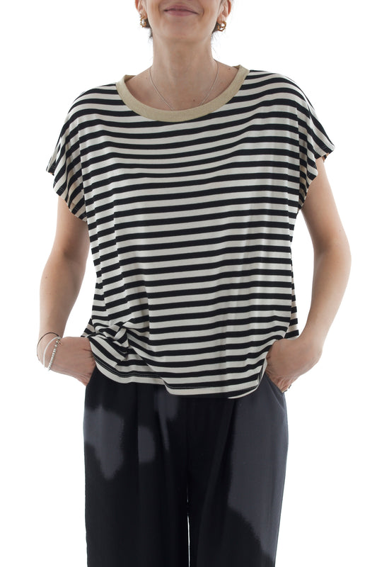 T-shirt rigata da Donna Susy mix - Nero