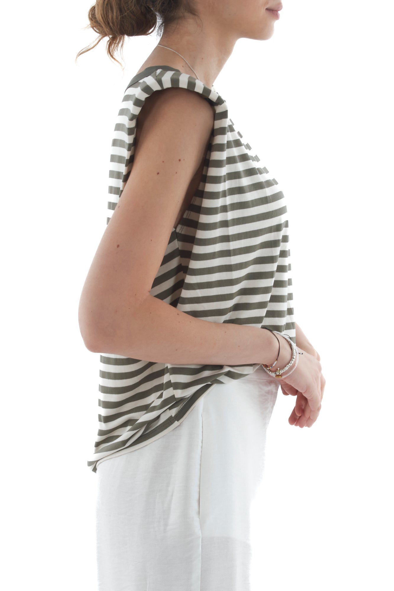 T-shirt rigata con spalline da Donna Susy mix Verde