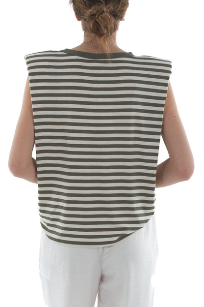 T-shirt rigata con spalline da Donna Susy mix Verde