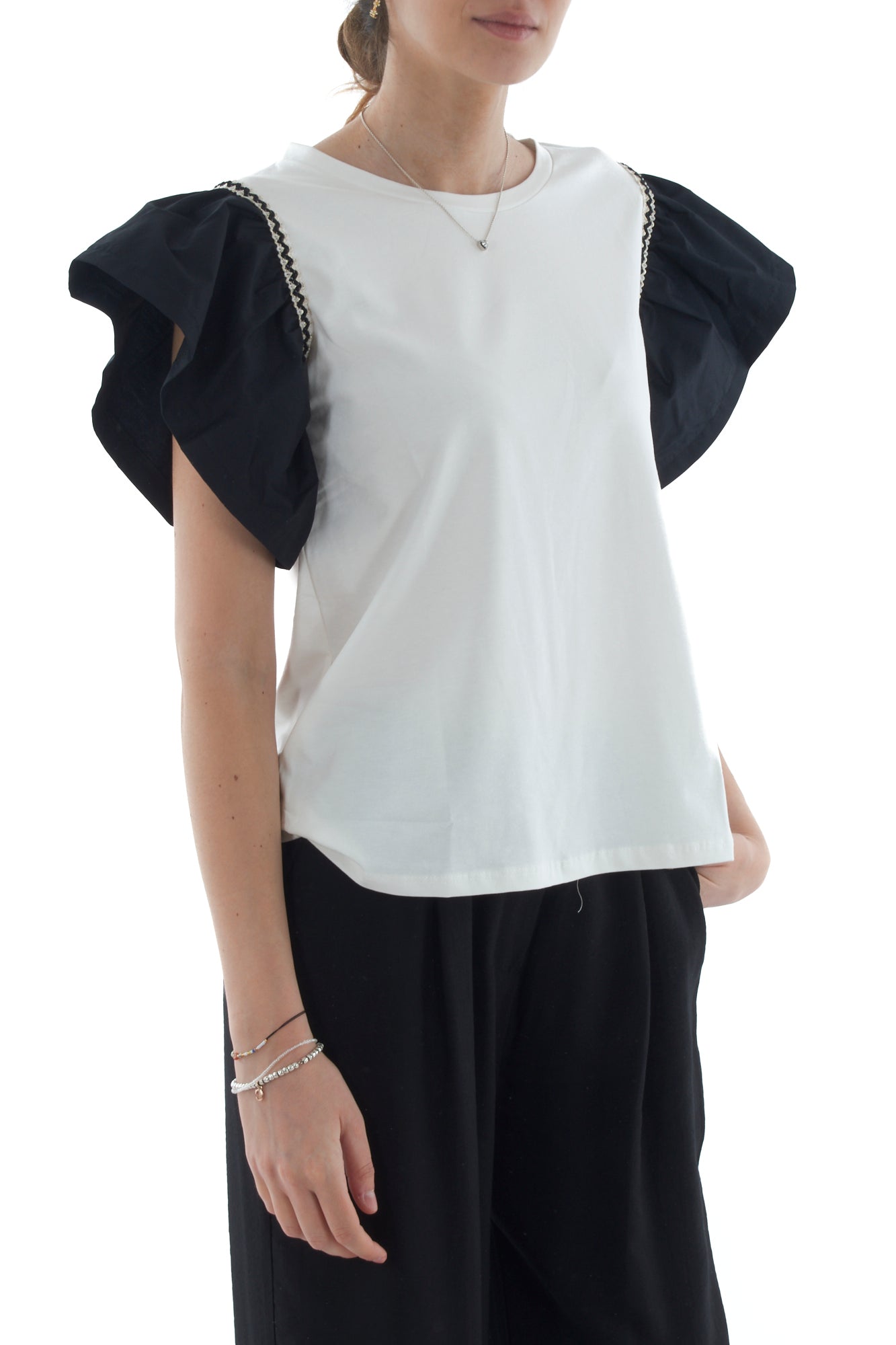 SUSY MIX T-shirt con voila' da Donna Susy mix - Nero Nero