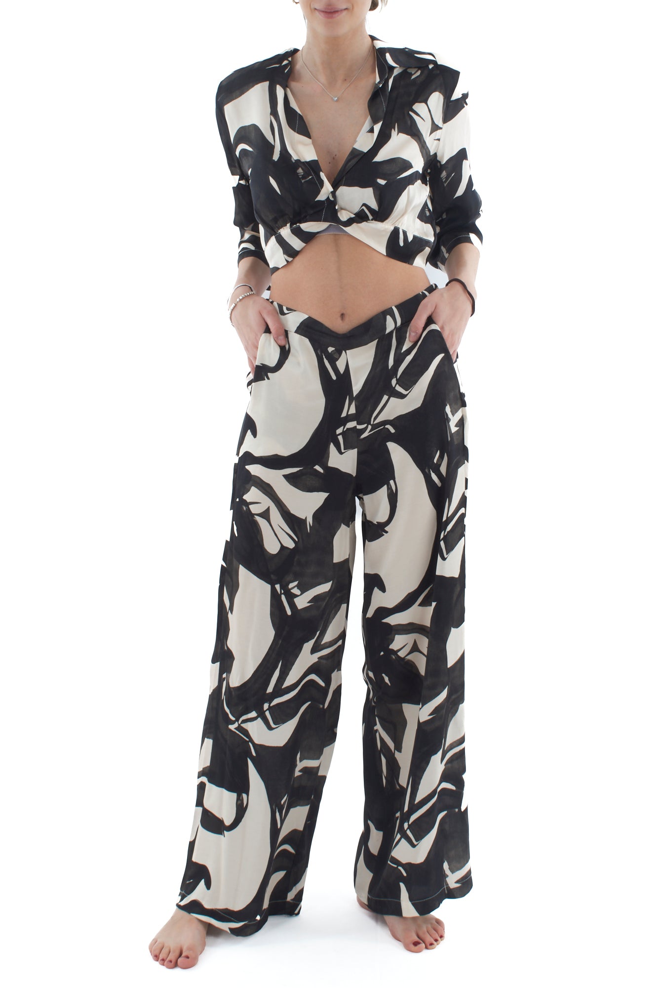 Pantalone a palazzo da Donna Susy mix - Nero