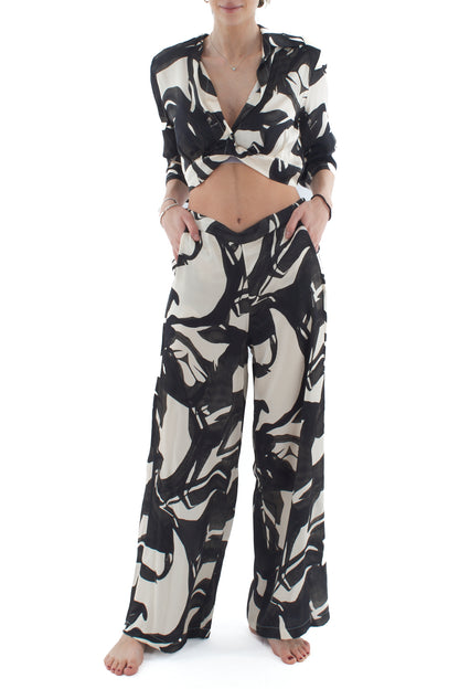 Pantalone a palazzo da Donna Susy mix - Nero