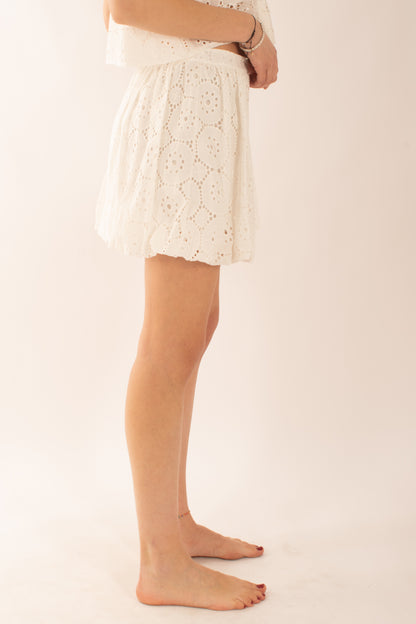 Mini gonna in pizzo san gallo da Donna Susy mix - Bianco