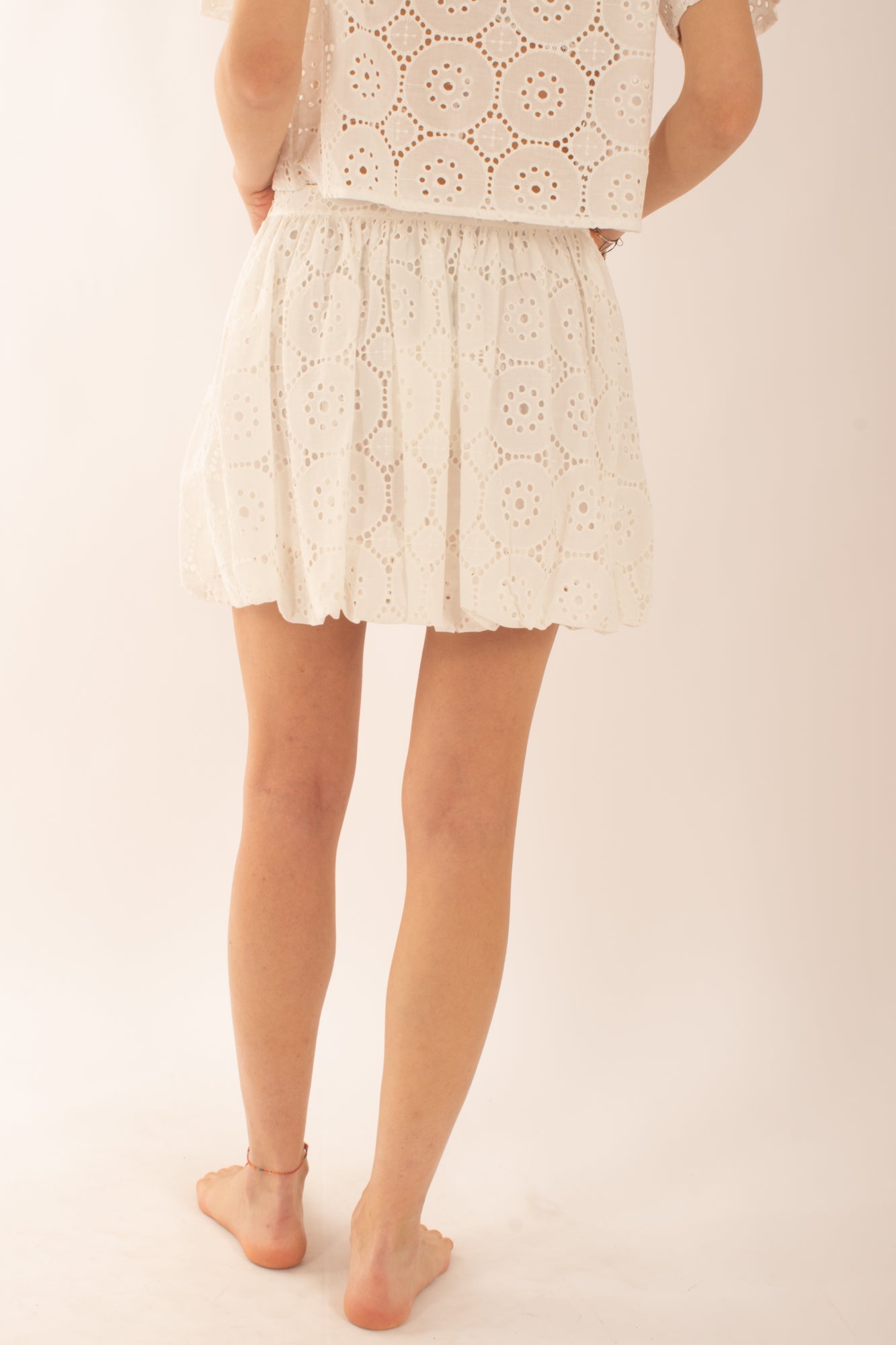 Mini gonna in pizzo san gallo da Donna Susy mix - Bianco