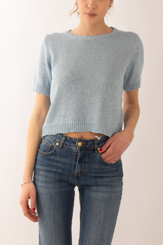 Maglia di filo con filo lurex da Donna Susy mix - Celeste