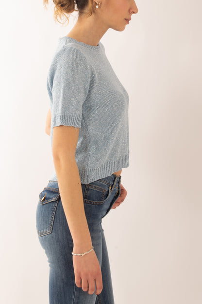 Maglia di filo con filo lurex da Donna Susy mix - Celeste