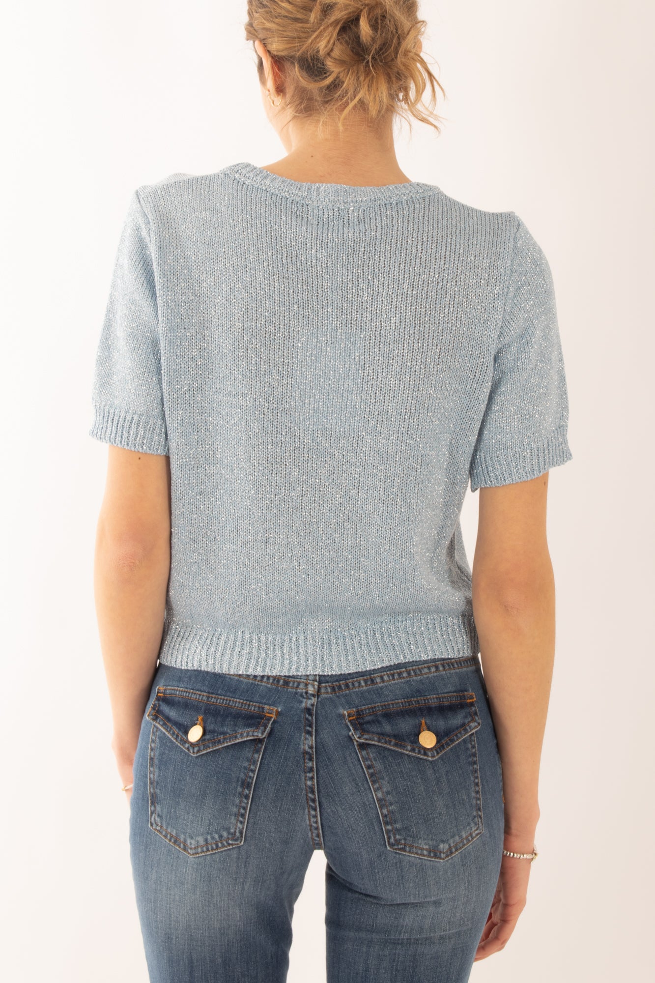 Maglia di filo con filo lurex da Donna Susy mix - Celeste