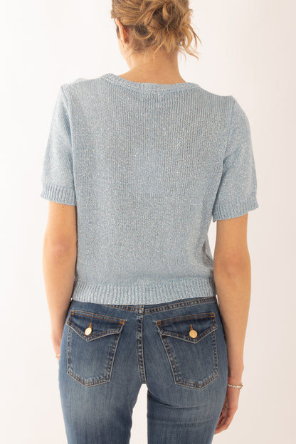 Maglia di filo con filo lurex da Donna Susy mix - Celeste