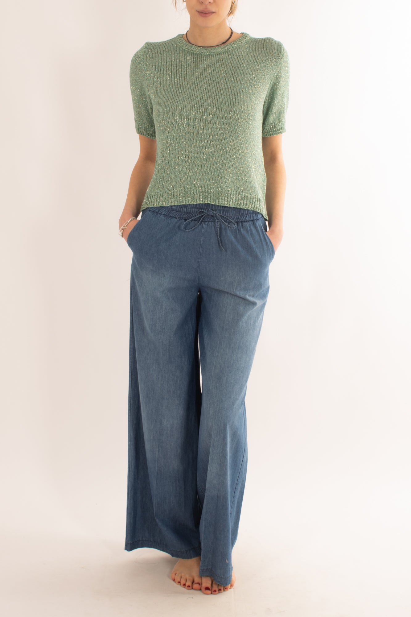 Maglia di filo con filo lurex da Donna Susy mix - Verde