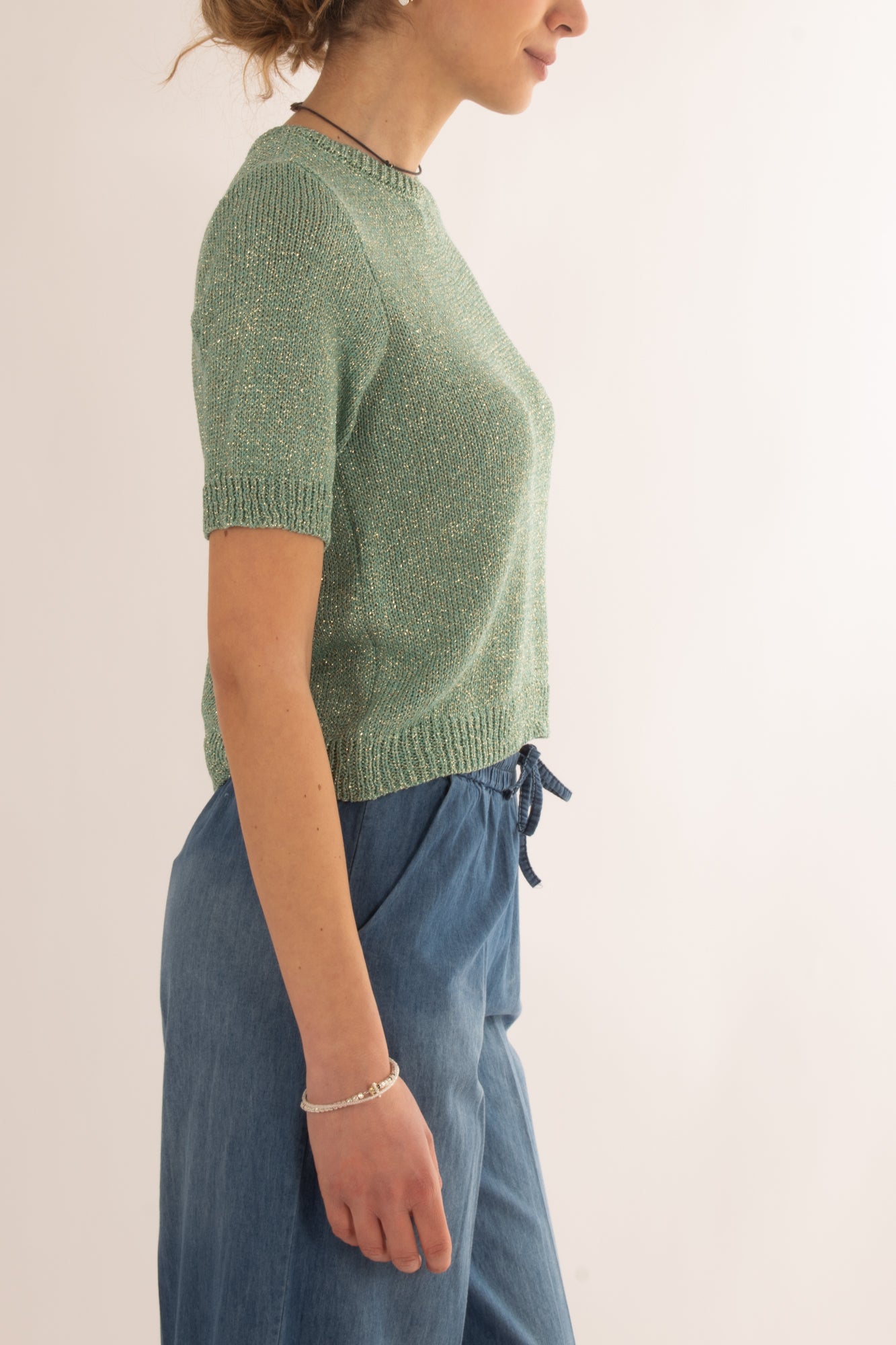 Maglia di filo con filo lurex da Donna Susy mix - Verde