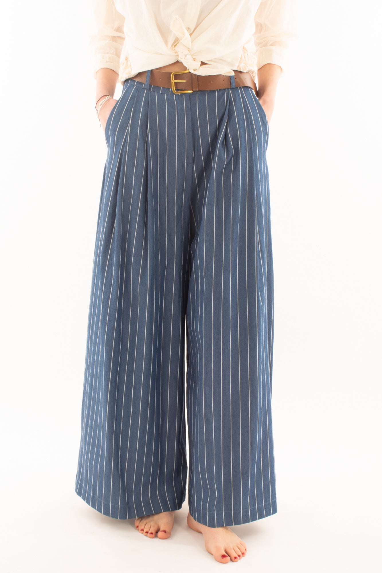 SUSY MIX Pantalone a palazzo gessato da Donna Susy mix - Blu Blu