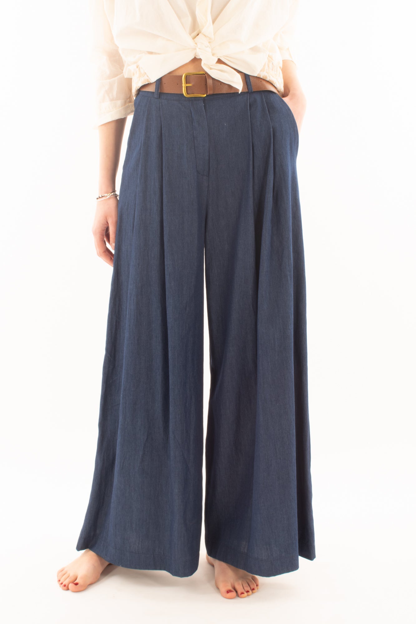 Pantalone a palazzo in tel da Donna Susy mix - Blu