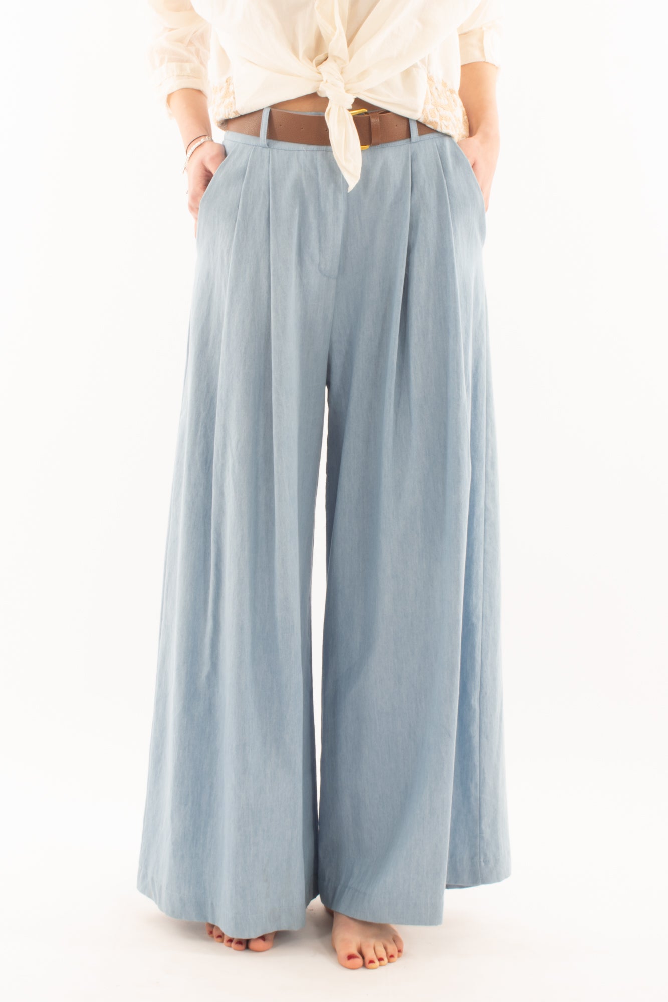 SUSY MIX Pantalone a palazzo in tel da Donna Susy mix - Celeste Celeste