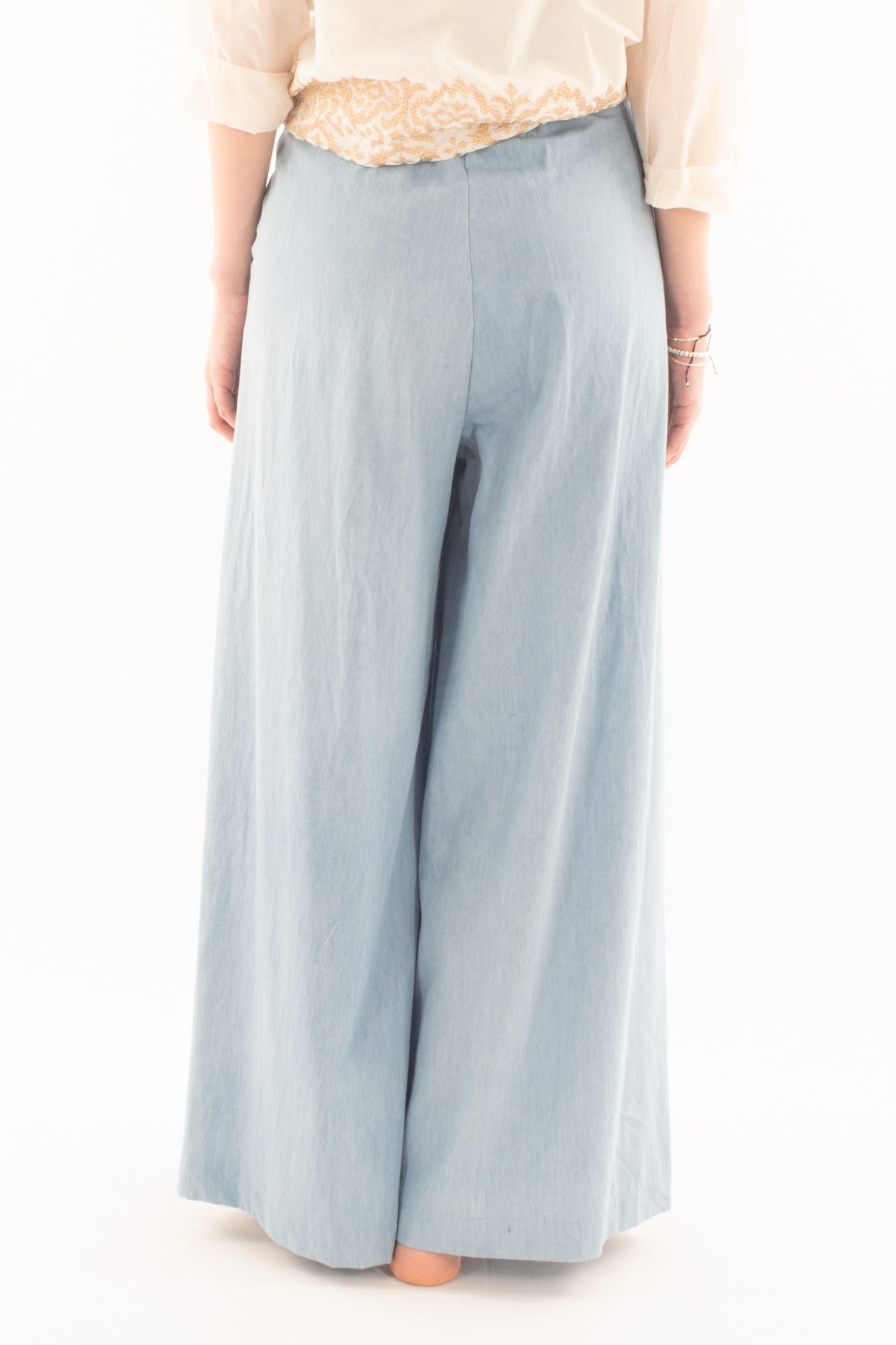 Pantalone a palazzo in tel da Donna Susy mix - Celeste