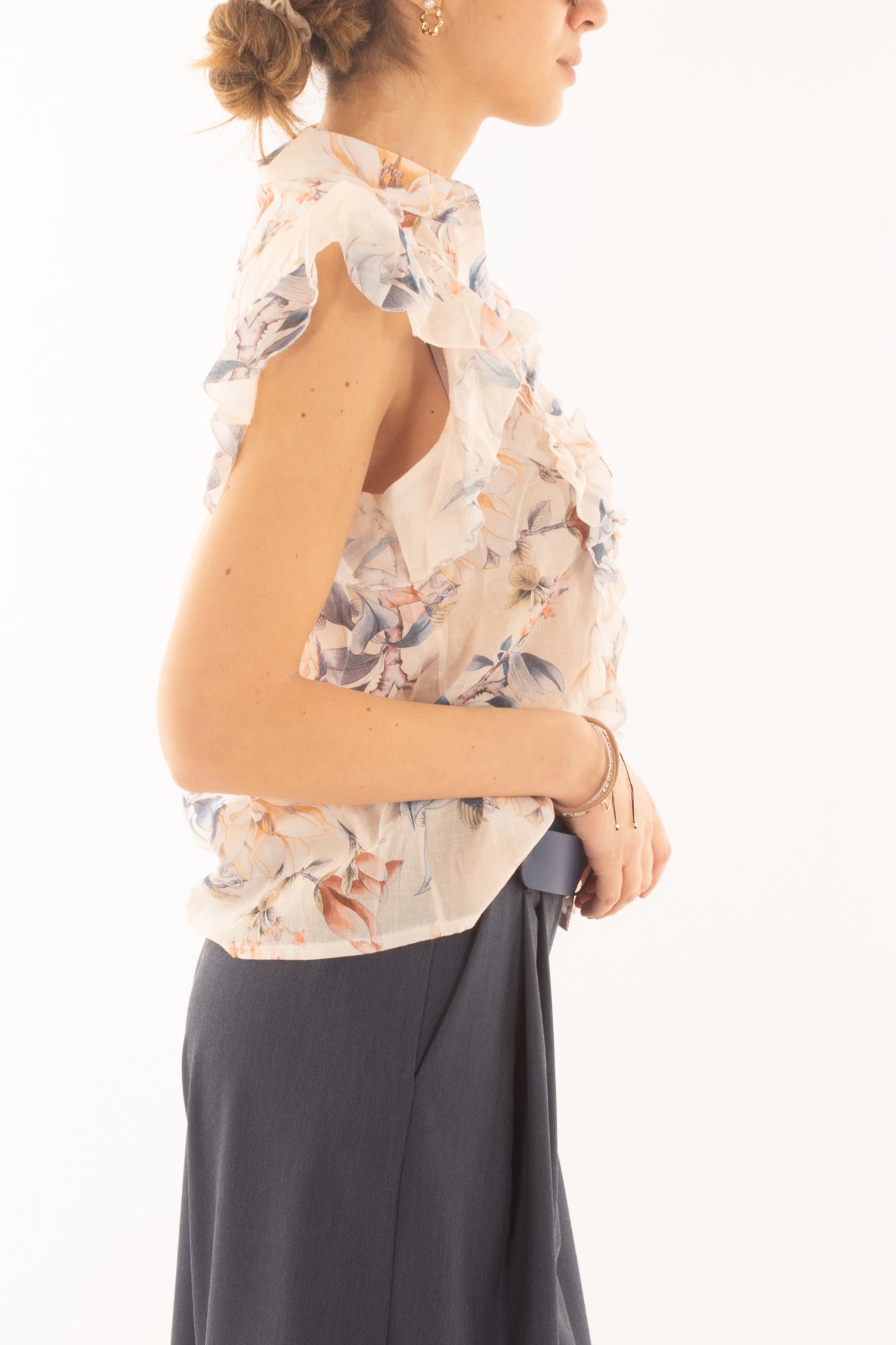 Camicia floreale con rouge da Donna Susy mix - Burro