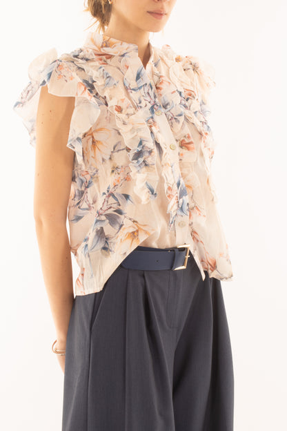 Camicia floreale con rouge da Donna Susy mix - Burro