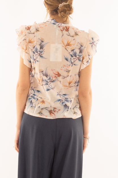 Camicia floreale con rouge da Donna Susy mix - Burro