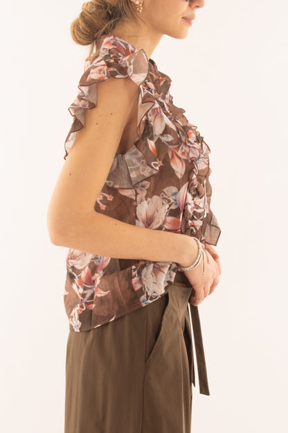 Camicia floreale con rouge da Donna Susy mix - Moro