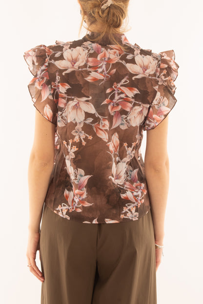 Camicia floreale con rouge da Donna Susy mix - Moro