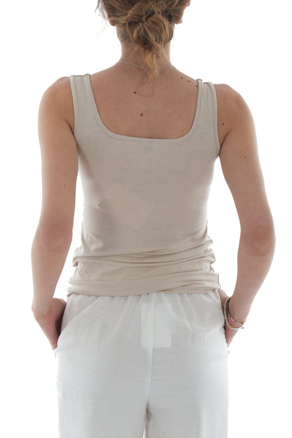 canottiera scollo quadro da Donna Susy mix - Burro