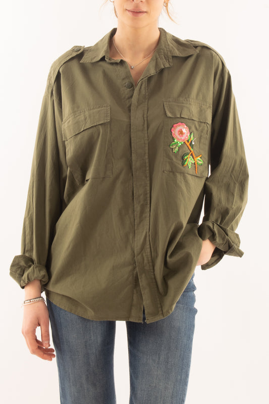 Camicia over con ricamo da Donna Susymix - Verde
