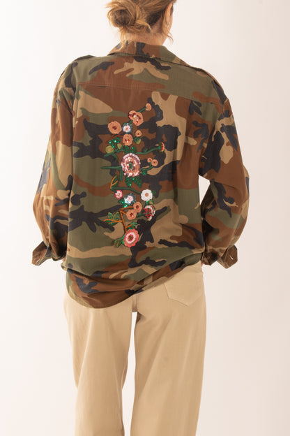 Camicia over camouflacge da Donna Susy mix - Verde