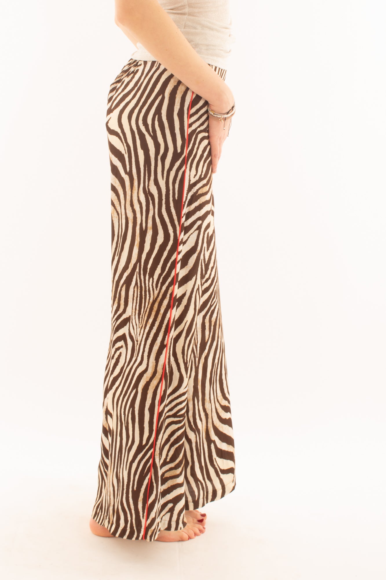 Pantalone in viscosa zebrato da Donna Susy mix - Moro