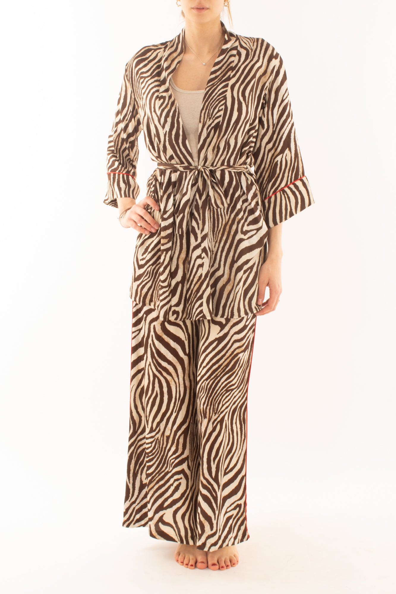 Pantalone in viscosa zebrato da Donna Susy mix - Moro