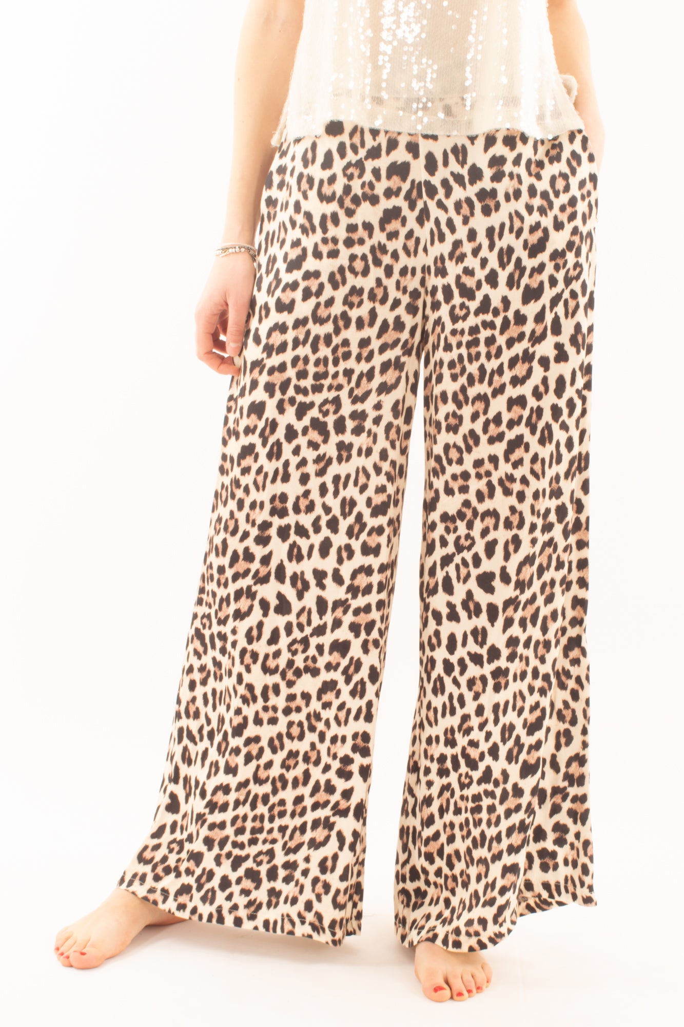 Pantalone maculato a palazzo Susy mix - Nero