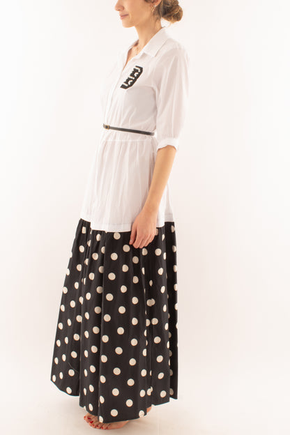 Abito lungo con pois da Donna Susy mix Bianco