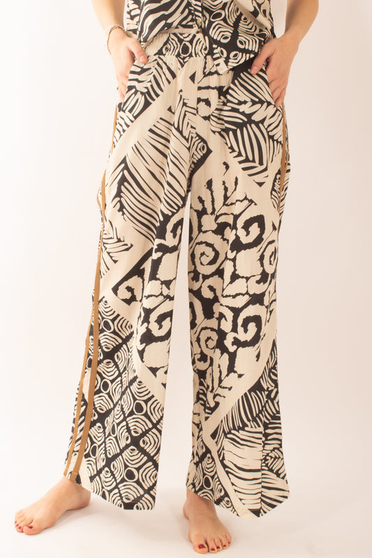 Pantalone a palazzo fantasia da Donna Susy mix - Sabbia