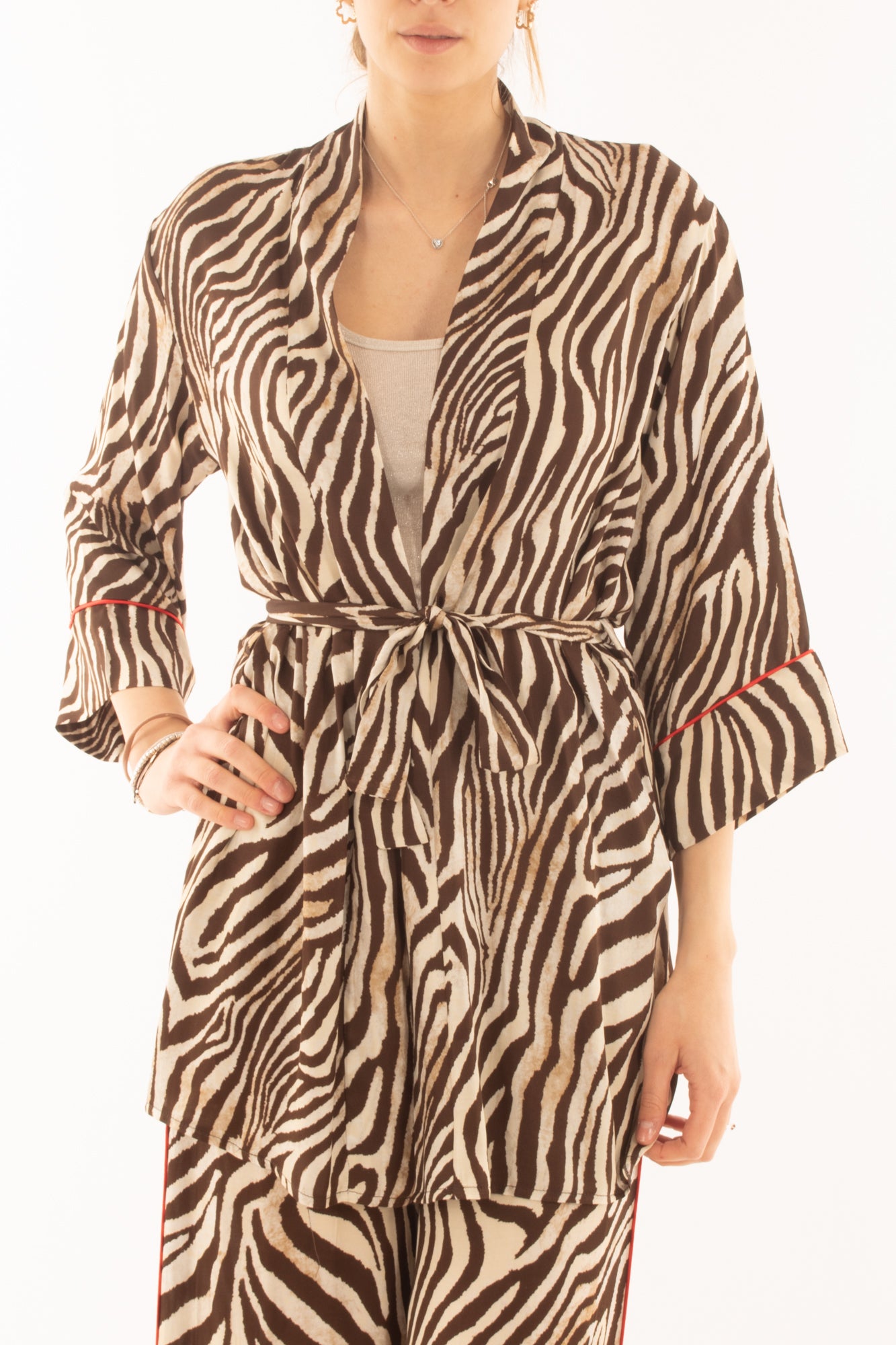 Kimono leopardato da Donna Susy mix - Moro