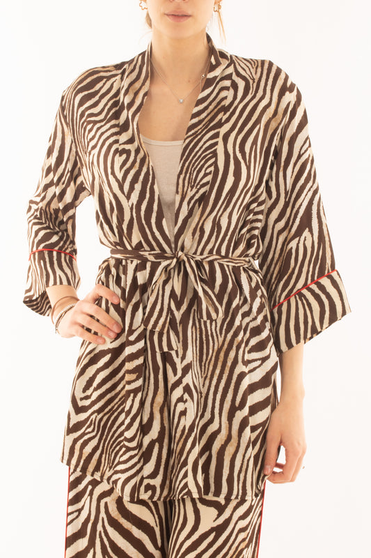 Kimono leopardato da Donna Susy mix - Moro