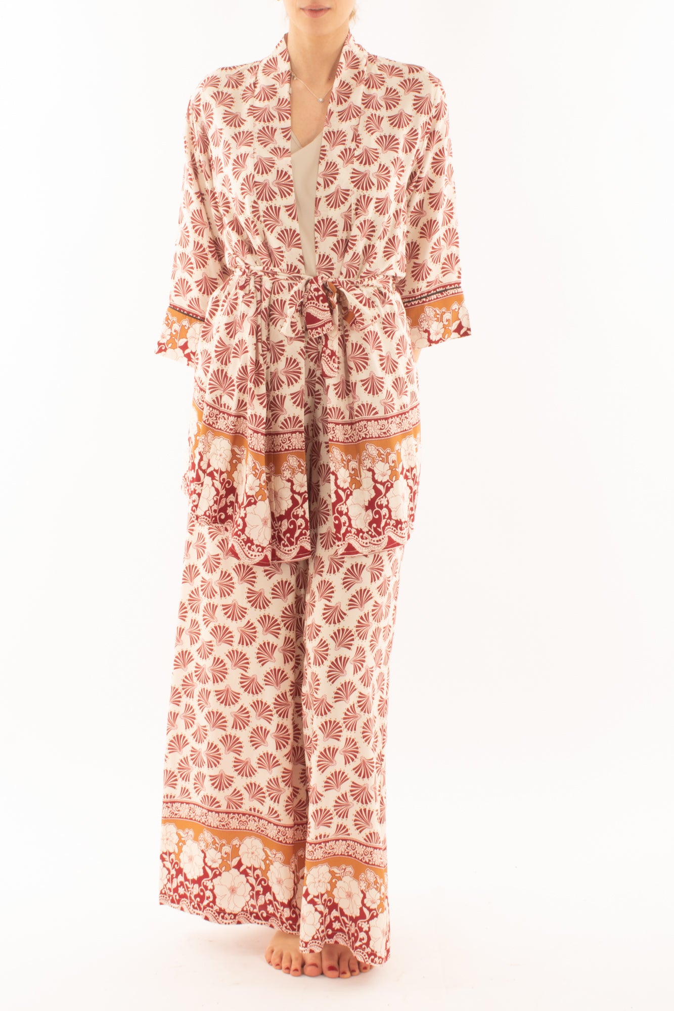 Kimono in viscosa da Donna Susy mix - Rosso india