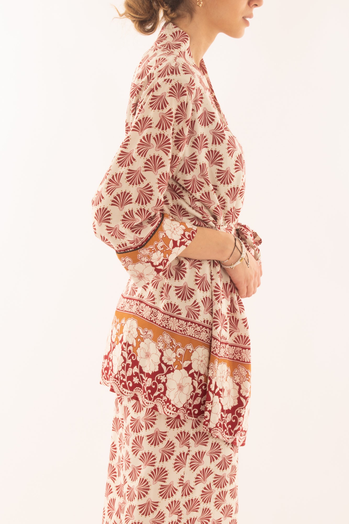 Kimono in viscosa da Donna Susy mix - Rosso india