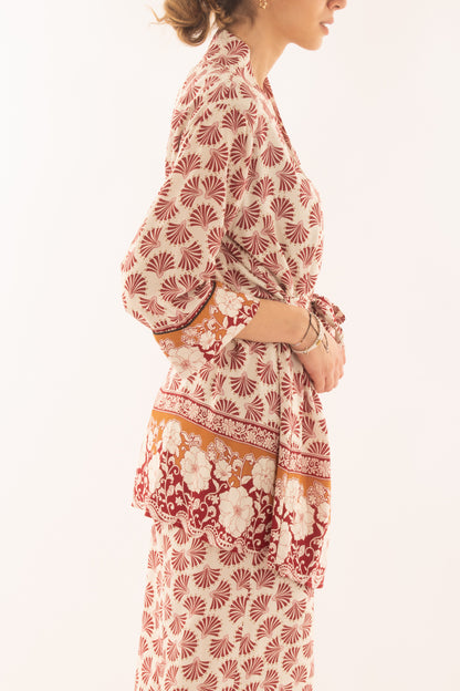 Kimono in viscosa da Donna Susy mix - Rosso india
