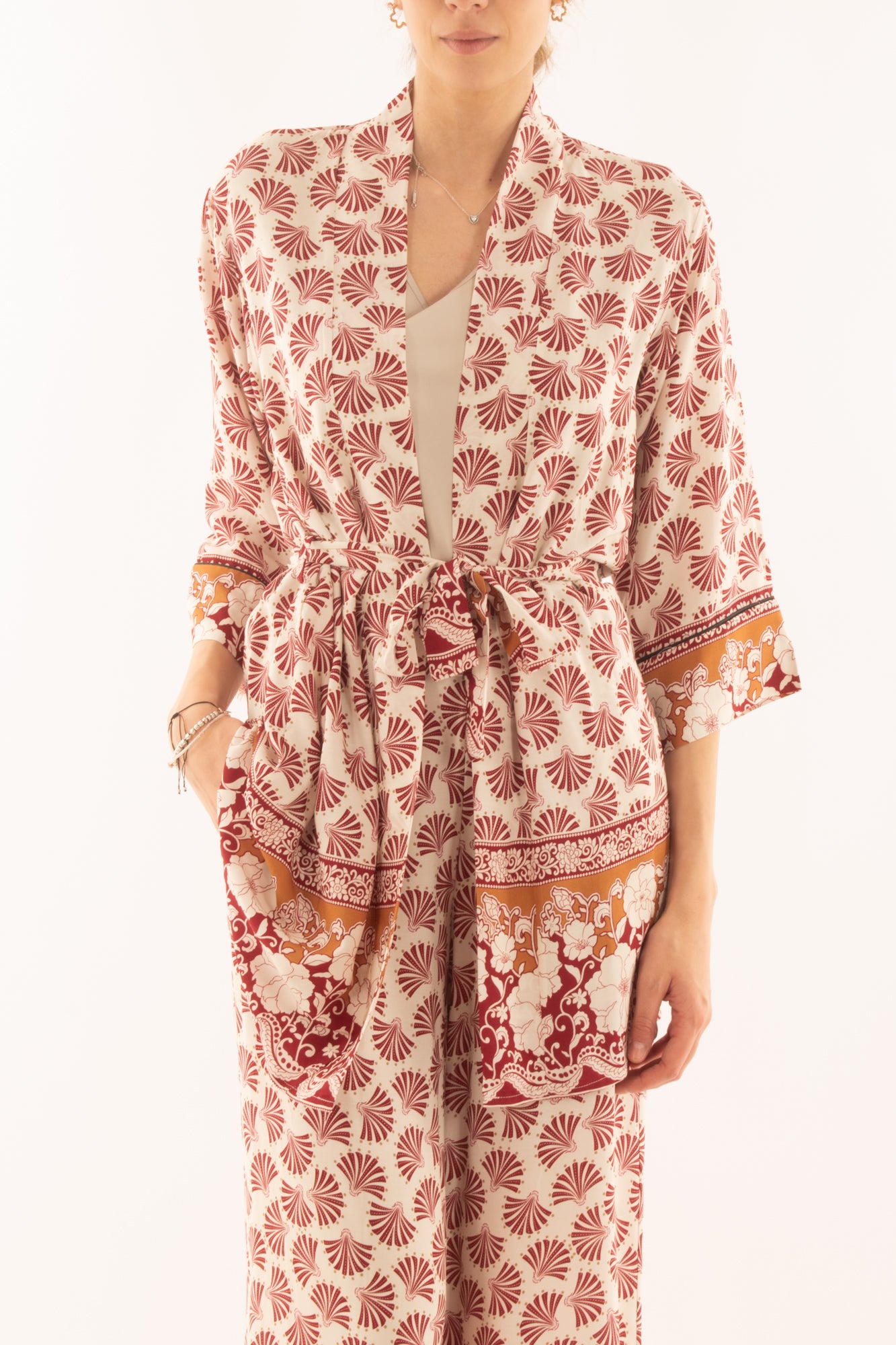 Kimono in viscosa da Donna Susy mix - Rosso india